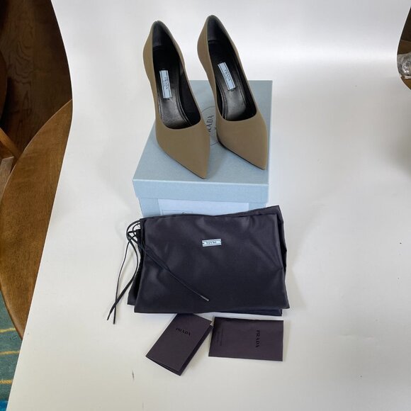 Prada Collection 1I228L Tessuto Tech Women's Green High Heel Stiletto pumps shoe - Picture 5 of 15